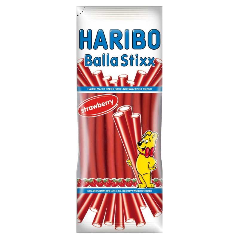 Haribo Balla Stixx Strawberry 80g Wholesale